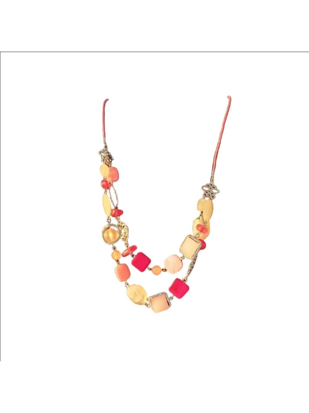 Christopher & Banks Multi-Color Beaded Statement Necklace 18” + 3” Extender NWT